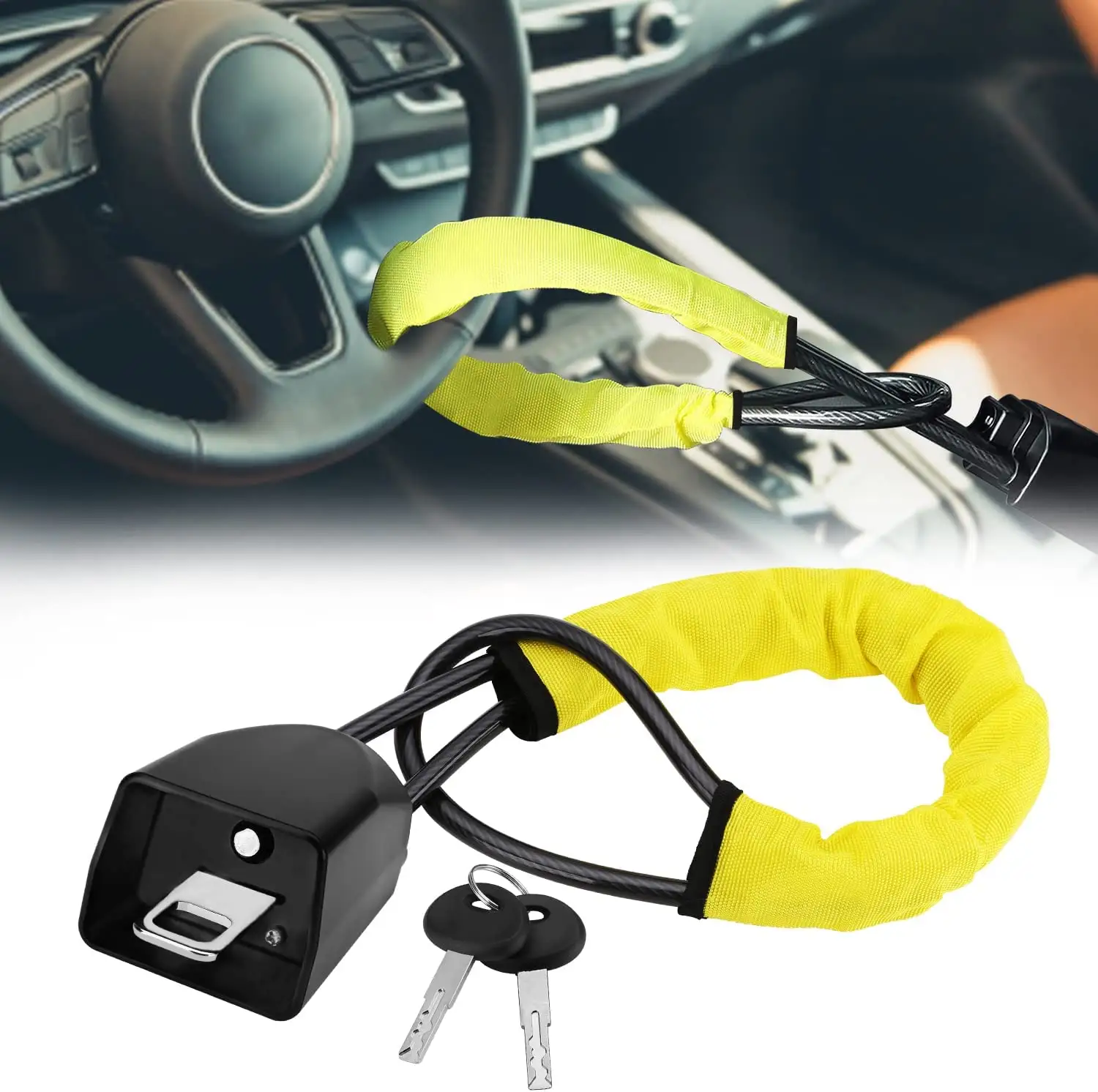 zhenzhi Safety clasp fixed chain cable steering wheel lock Universal steering wheel lock