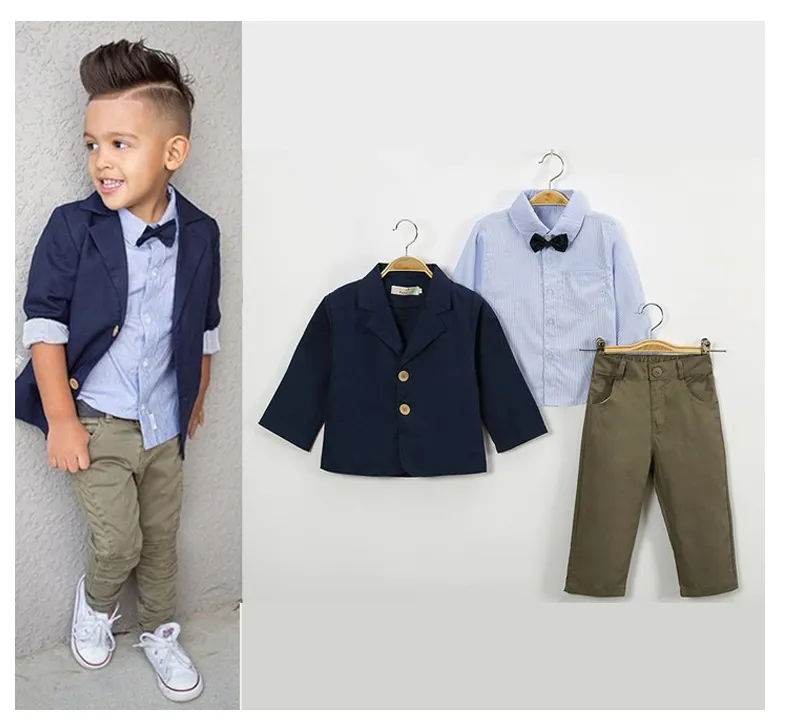 Boy's Clothing Sets Suit Baby Boy Clothes Coat Long Sleeve T shirt and Pants 3 pcs Set Kids Wear for Autumn Spring Baby Suit