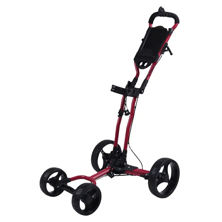 Hot Sale one-click Foldable Aluminum structure 4 wheel electric golf trolley