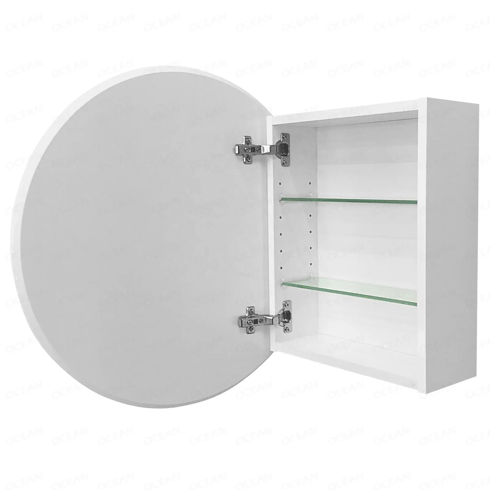 Bathroom storage single door round shape wall mounted led mirrored medicine cabinet