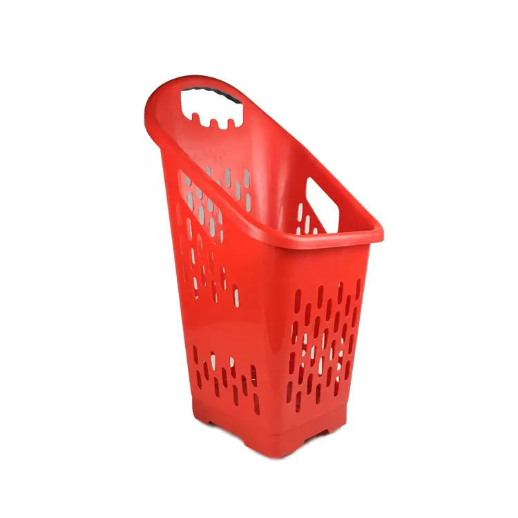 Free Sample Double Handle Grocery Shopping Plastic Basket for Supermarket