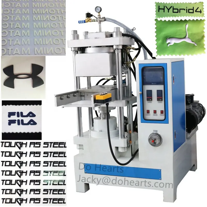 Machine making silicone heat transfer 3D rubber  label for clothes garment socks