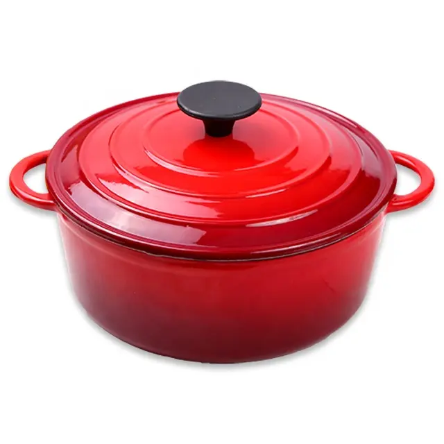 Color cast iron enamel  casserole cookware deep round covered casserole cooking pots dutch oven with metal lid