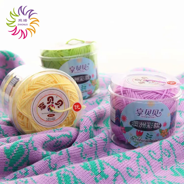 Zhaonuo Лидер продаж 10 прослойные покрышки для ручного вязания для малышей, мягкие детские носки «кроше» 100% пряжа из органического хлопка с пластиковой коробкой
