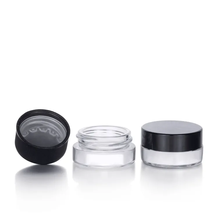 Wide mouth 3 5 g empty round mini glass container wax oil child proof concentrate jar hemp with child resistant lid