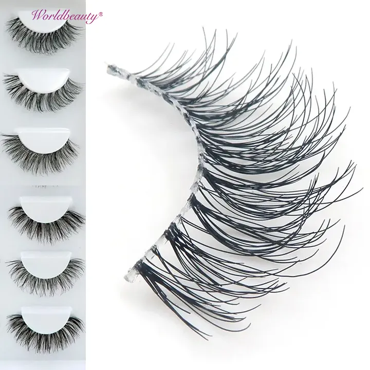 Worldbeauty собственный бренд 3d человеческие волосы ресницы оптом человеческие волосы Накладные натуральные ресницы Невидимые прозрачные ленты ресницы