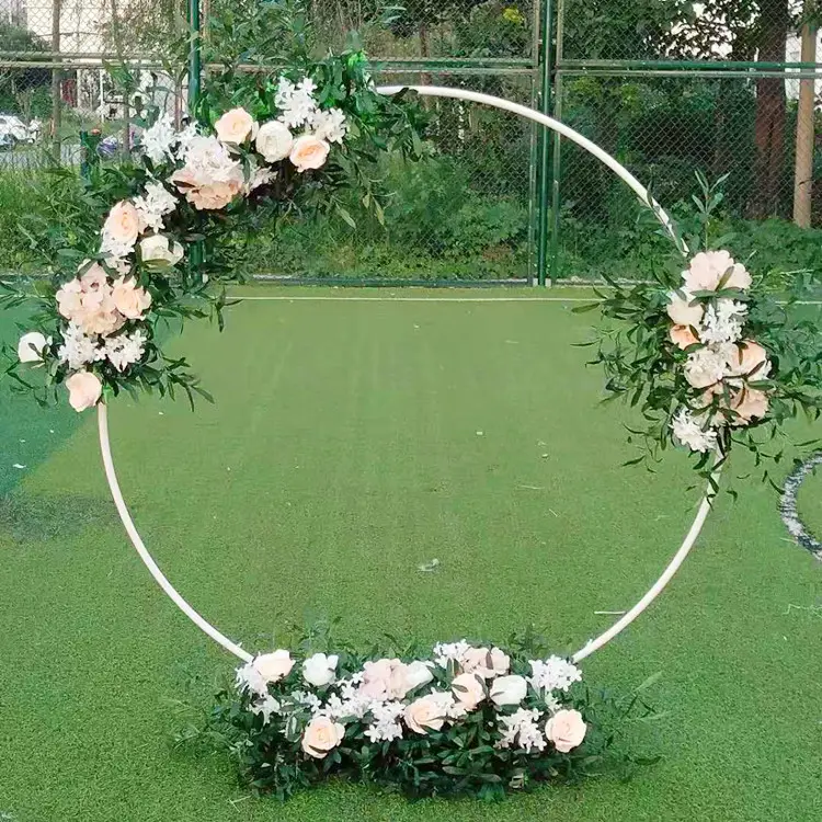 wedding flower stand white and gold color round arch for wedding decoration