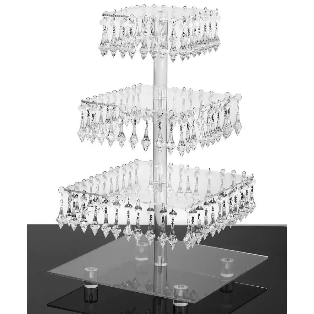 4 Tier Clear Square Acrylic Cupcake Stand with Base
