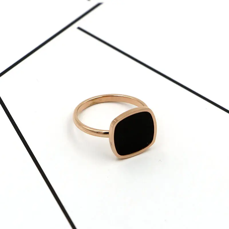 Модное кольцо с черной эмалью для женщин, обручальное кольцо для влюбленных, 316, титановая сталь, ювелирное изделие, розовое золото, нержавеющая сталь, подарок, оптовая продажа