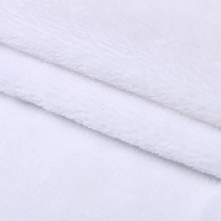 Custom warp knitted pure white 100% polyester baby pajamas fabric single side flannel fleece fabric by metre