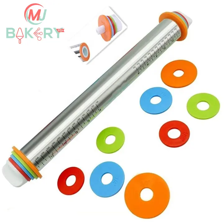 MJ bakery Kitchen Gadget Stainless Steel Roller Pin Baking Adjustable Rolling Pin