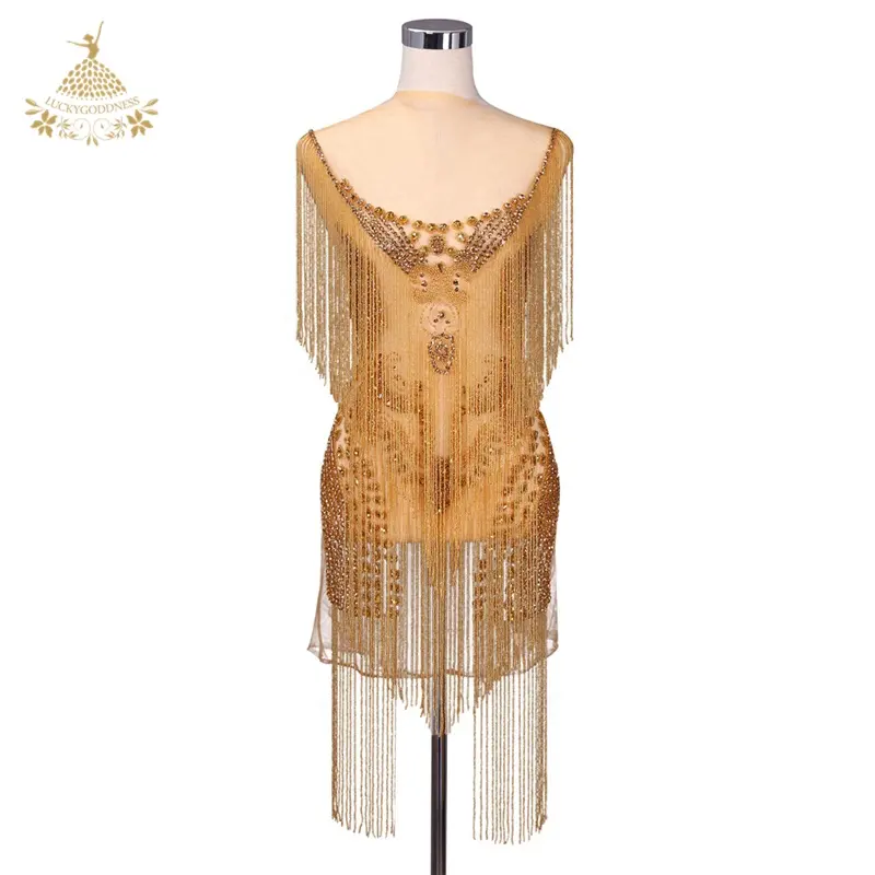 Bridal Crytal gold stone Rhinestone Beaded Applique for tassel dress bodycon