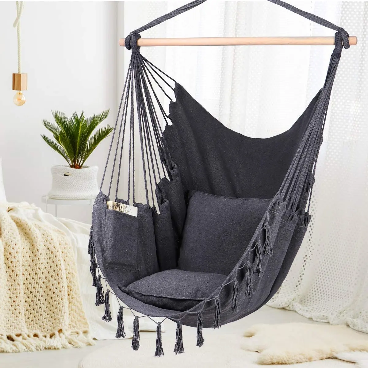 Hammock swing chairs Indoor Chair Hammock Canvas Fabric Washable Foldable One Person Hammock Hanging Chair