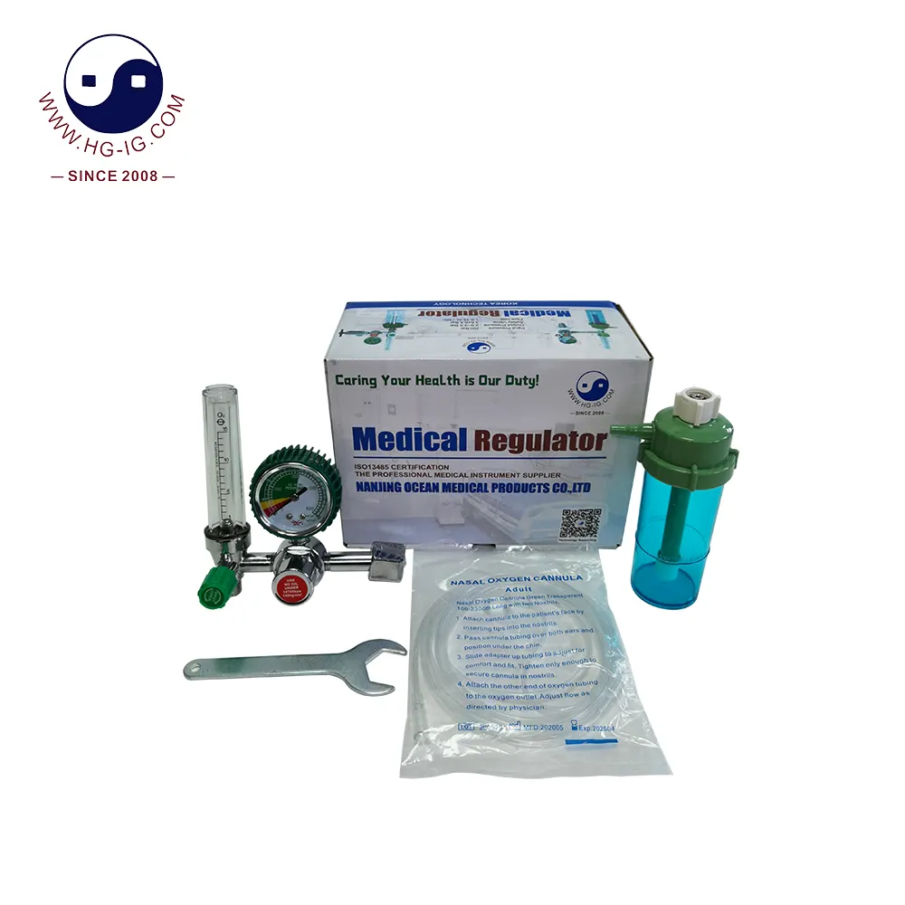 HG-IG High quality Medical Oxygen Regulator Oxygen Flowmeter with Humidifier Bottle