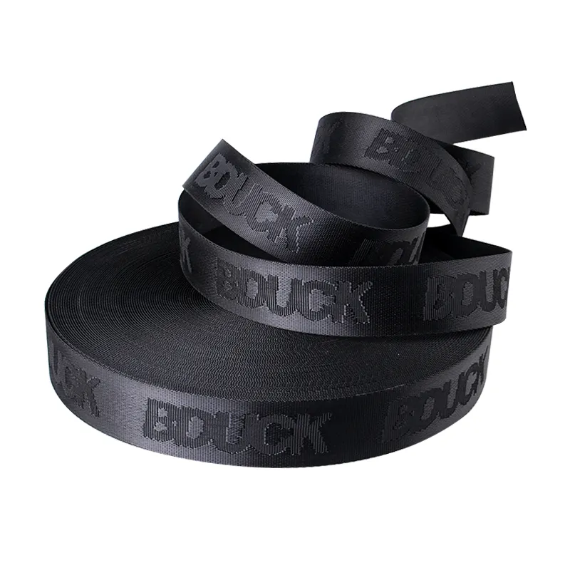 Wedtex Low MOQ Custom PP Polypropylene Polyester Nylon Black Jacquard Webbing  For Bag Strap & Belt