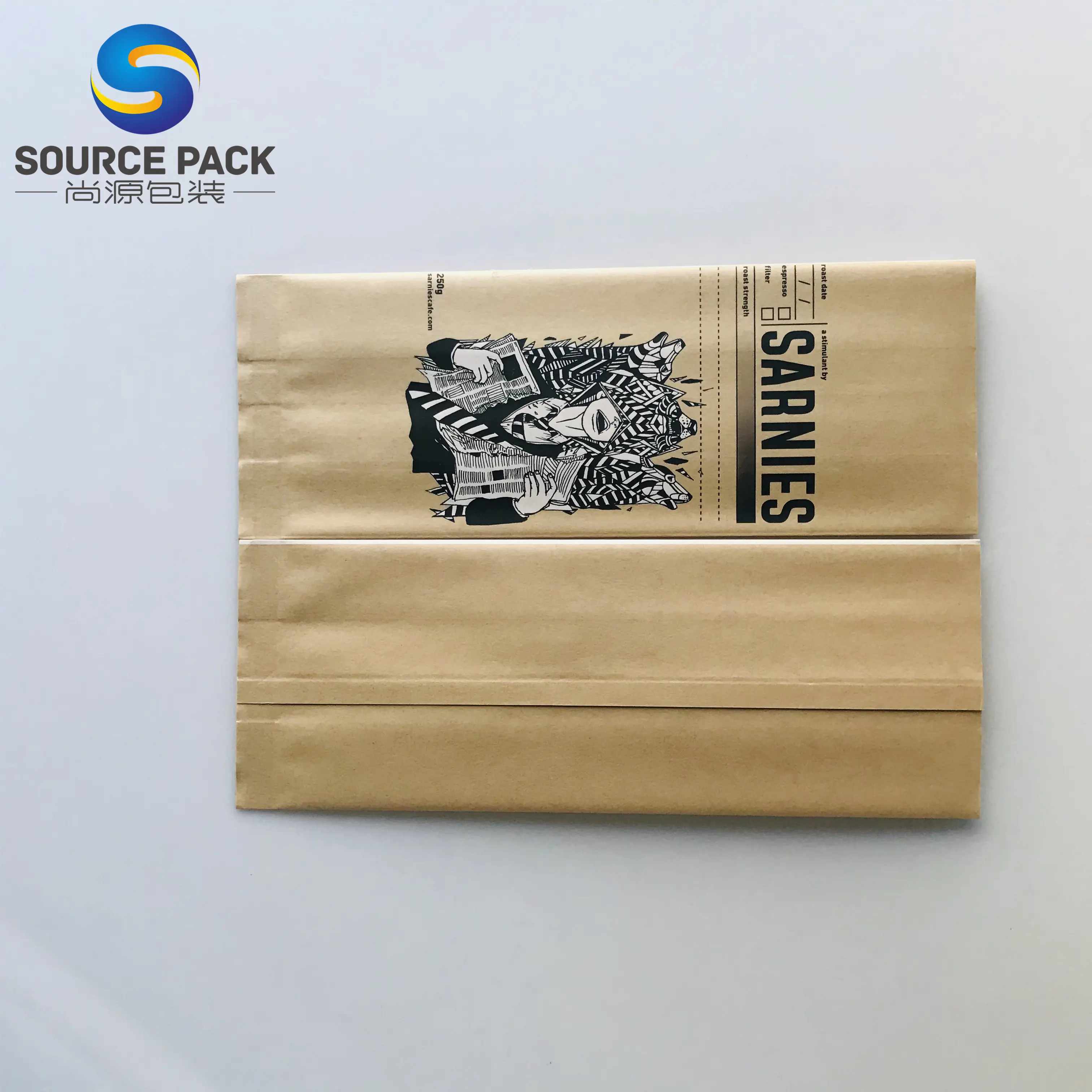 Logo Design Kraft Paper Gusset Bags Packaging For Coffee Gusset Bags