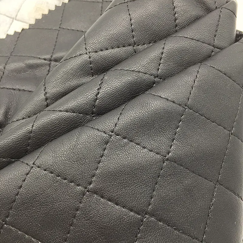 Faux leather meter embroidered quilted leather for jacket and garment