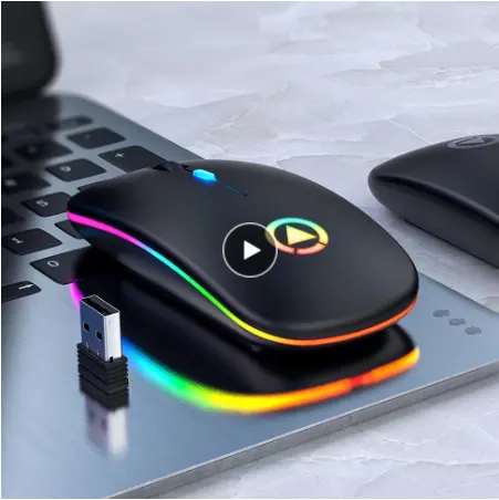 A2 RGB беспроводная мышь компьютерная мышь Silent эргономичный перезаряжаемая мышь с LED оптическая Подсветка USB мышь для ПК, ноутбука,