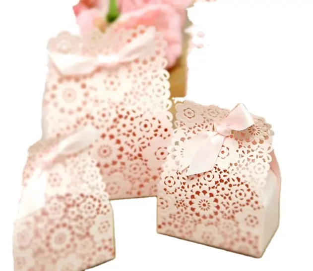 Pink Laser Floral Flower Wedding Favor box