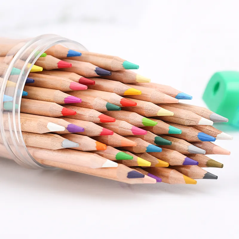high quality soft wood soft core 4mm big lead nature wood 50 colored pencil in tube