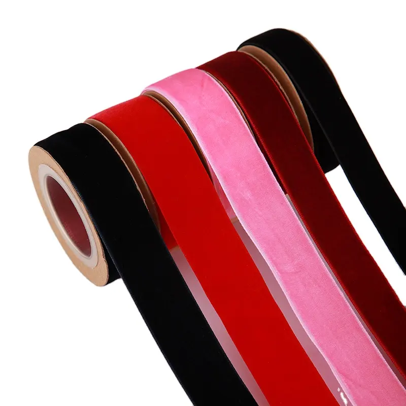 Custom Hight Quality Thick Black  50mm Wide Navi Blue Wholesale Pink Single Double Side 25mm 10mm Red Velvet Ribbon