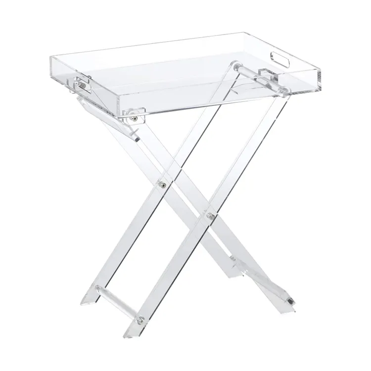 VONVIK Fiberglass Coffee Table Acrylic Folding Tray Table