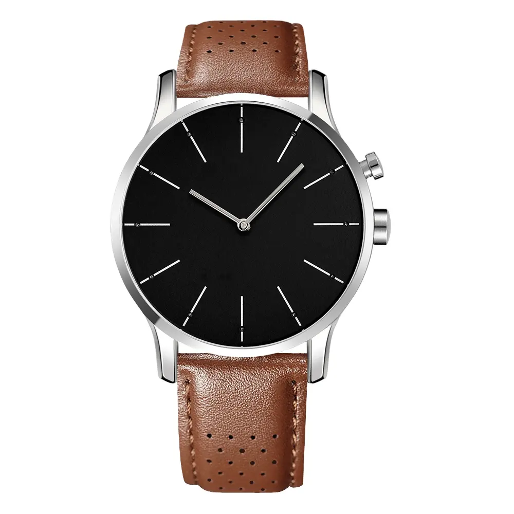 KUA01 J хит продаж водонепроницаемые часы с кожаным ремешком Мужские кварцевые часы Поддержка приложения для Android или iPhone