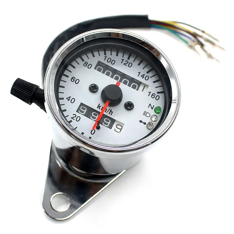 Motorcycle 12V modified tachometer LED LCD dual mileage retro meter gauge with indicator light