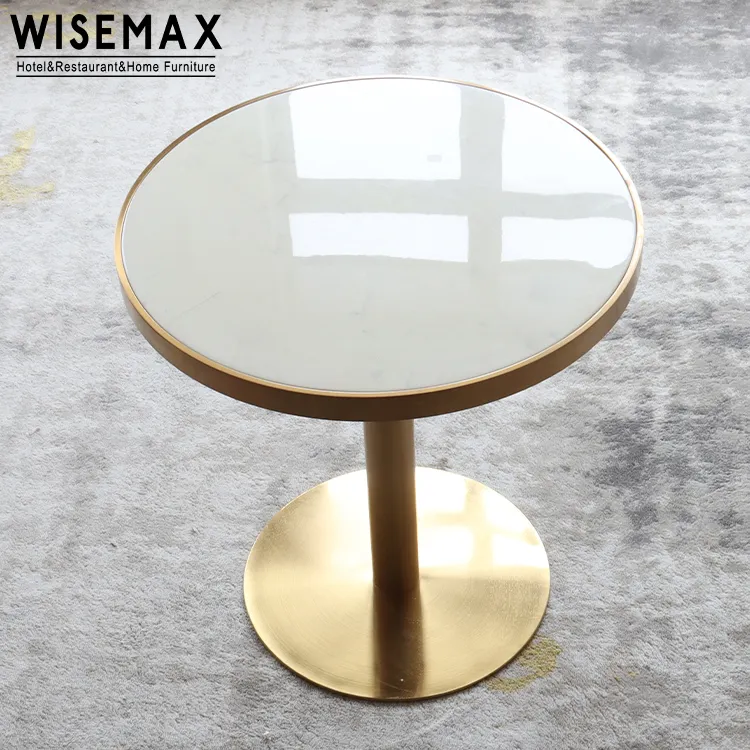 WISEMAX мебель в европейском стиле ресторан кафе мебель из нержавеющей стали круглой формы мрамор столешницей обеденный стол