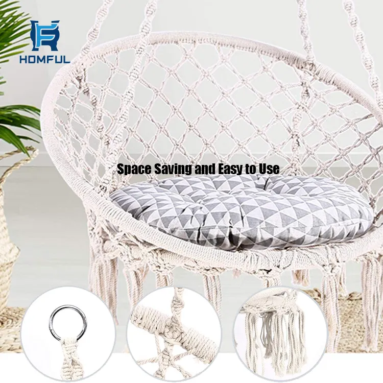 Уличный гамак для макраме HOMFUL, подвесное кресло из хлопковой веревки, качели для взрослых, стул-гамак
