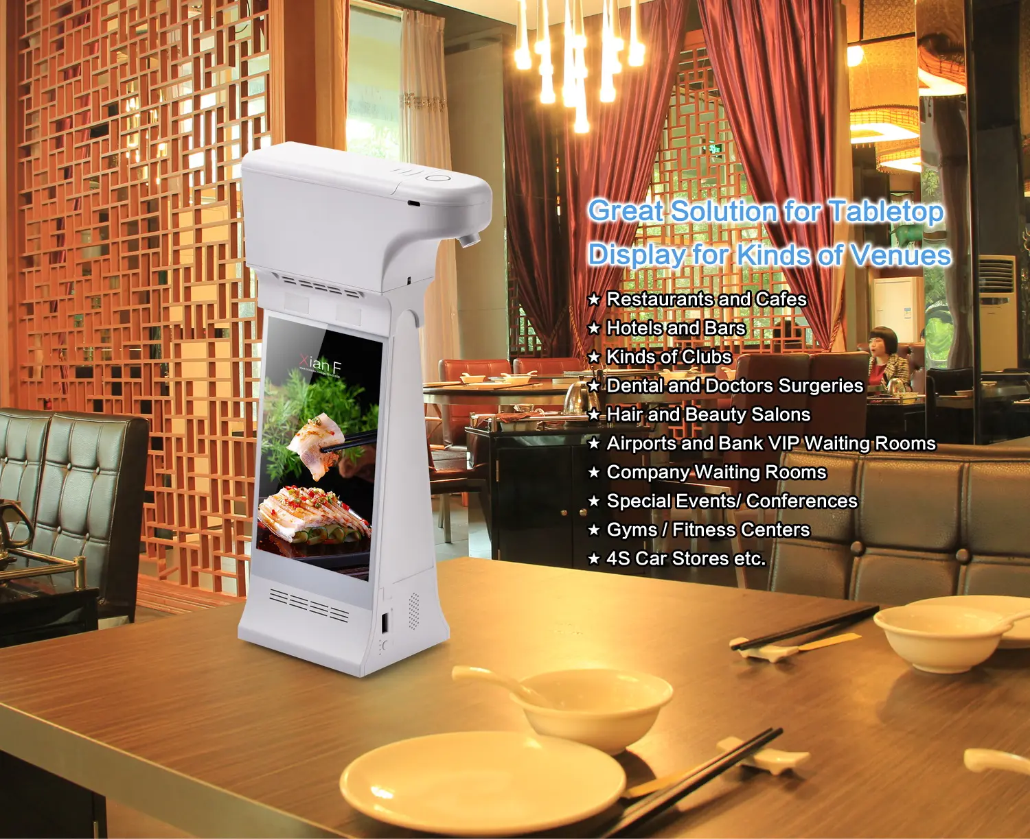 Table Advertising FYD-868SD+ Dispenser WiFi NFC 7Inch Advertising Player Table Top Sanitizer Power Station Video Digital Menu Display Signage