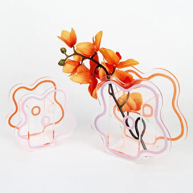 INS ваза из плексигласа Цветочная композиция акриловая розовая ваза прозрачная цветная моделирующая ваза