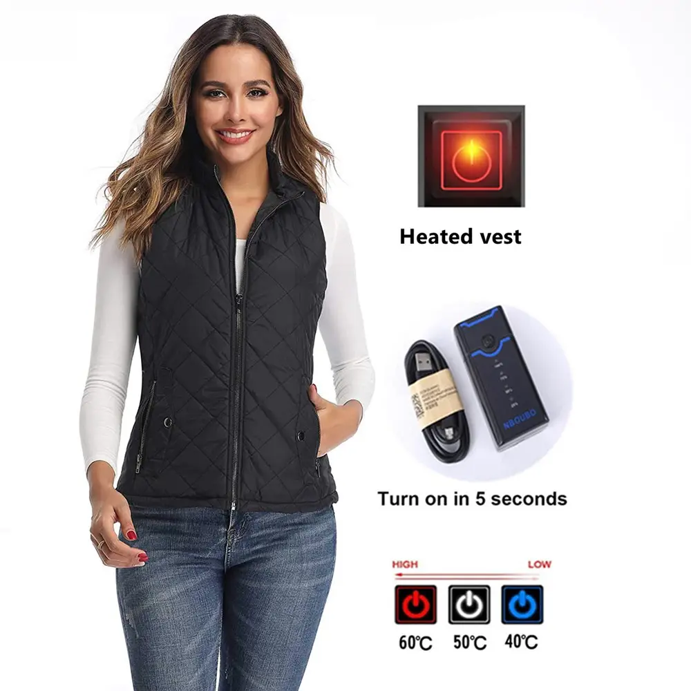 Winter 5V Warming Sleeveless USB Electric Battery Rechargeable Far Infrared Smart Self Heated Thermal Padded Vest for women