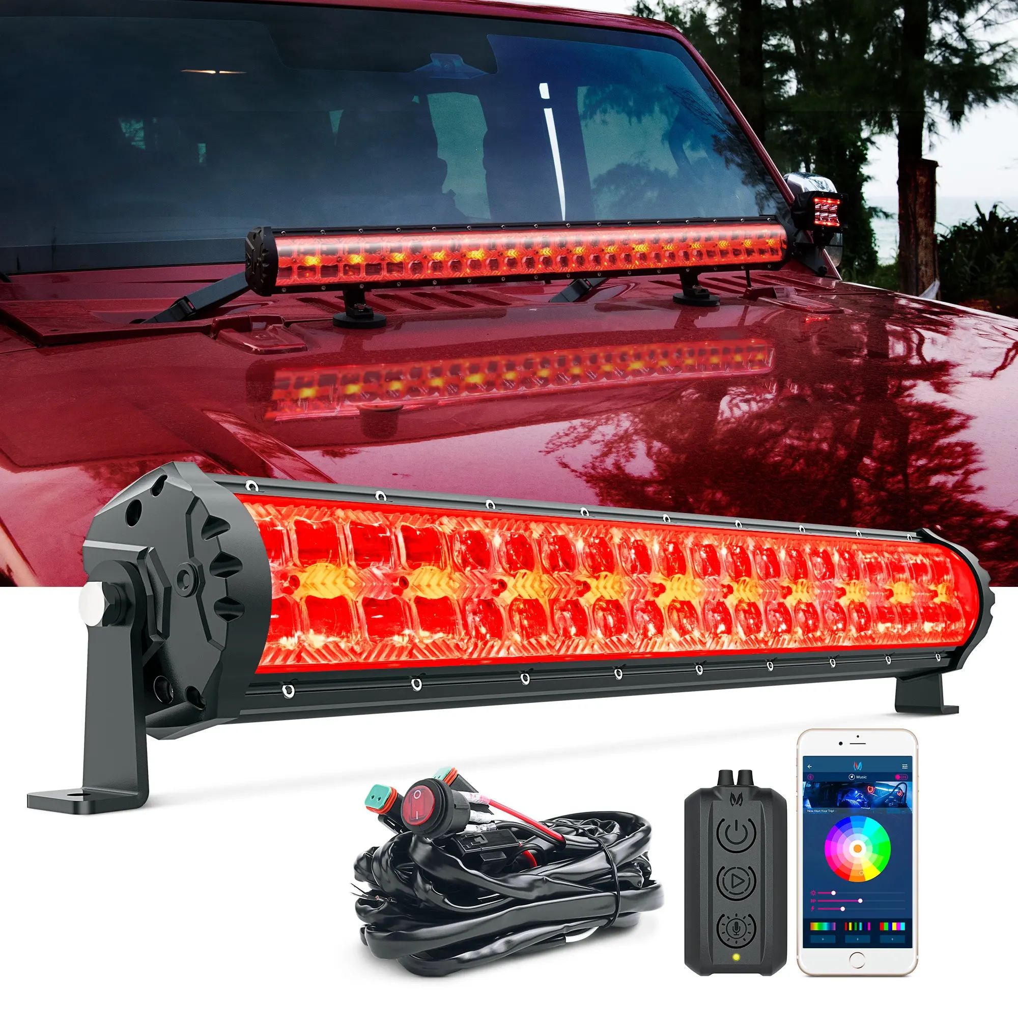 MICTUNING M2 RGBW LED Light Bar - Dual Row 22 Inch Off Road Driving Light Combo Work Light App Control For SUV Pickup ATV UTV