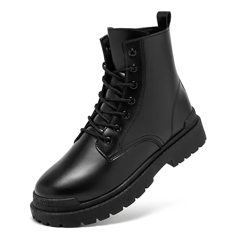 Мужская обувь на заказ, черные рабочие ботинки с молнией сбоку, модные черные ботинки для мужчин с высоким верхом