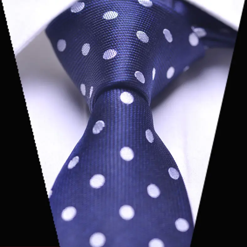 White Polka Dot Jacquard Woven Classic Man's Tie Necktie