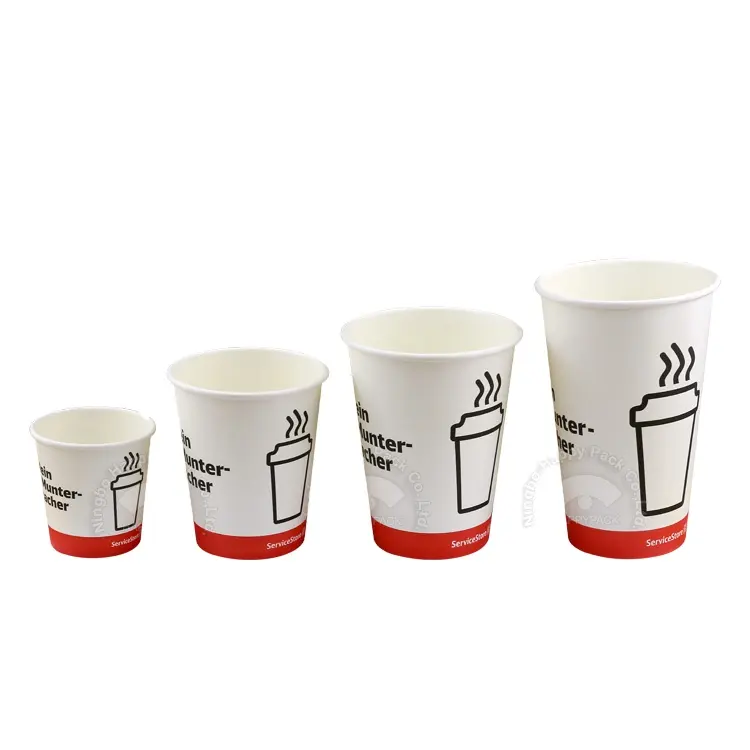 HAPPYPACK, Китай, оптовая продажа, одноразовые экологически чистые чашки хорошего качества с одной стенкой, 6 унций, 8 унций, 12 унций, бумажные чашки для горячего кофе
