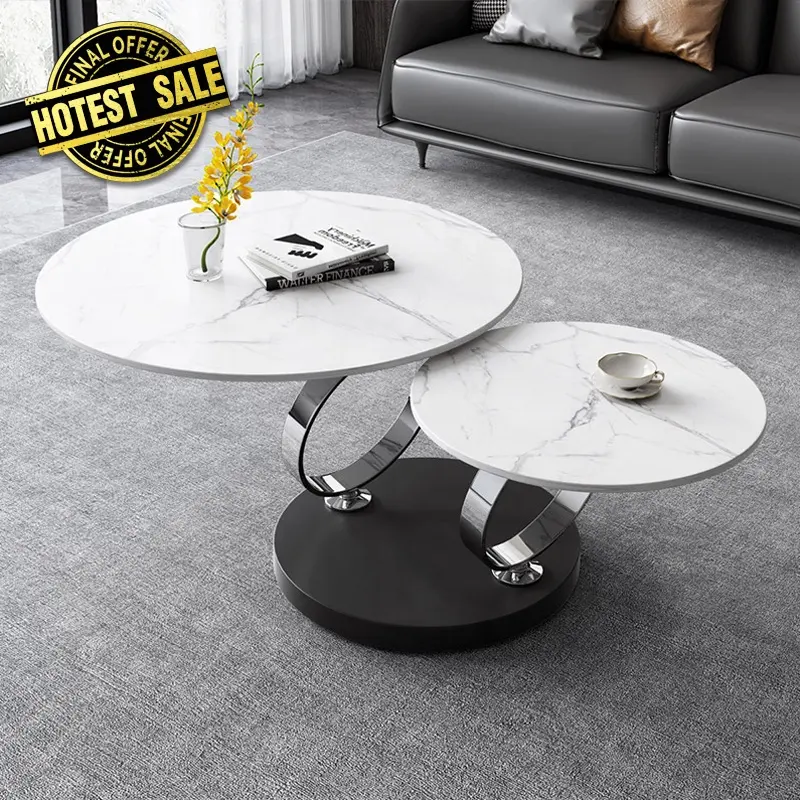 DG пользовательский роскошный круглый мраморный центральный стол набор из нержавеющей стали чайный столик боковой столик