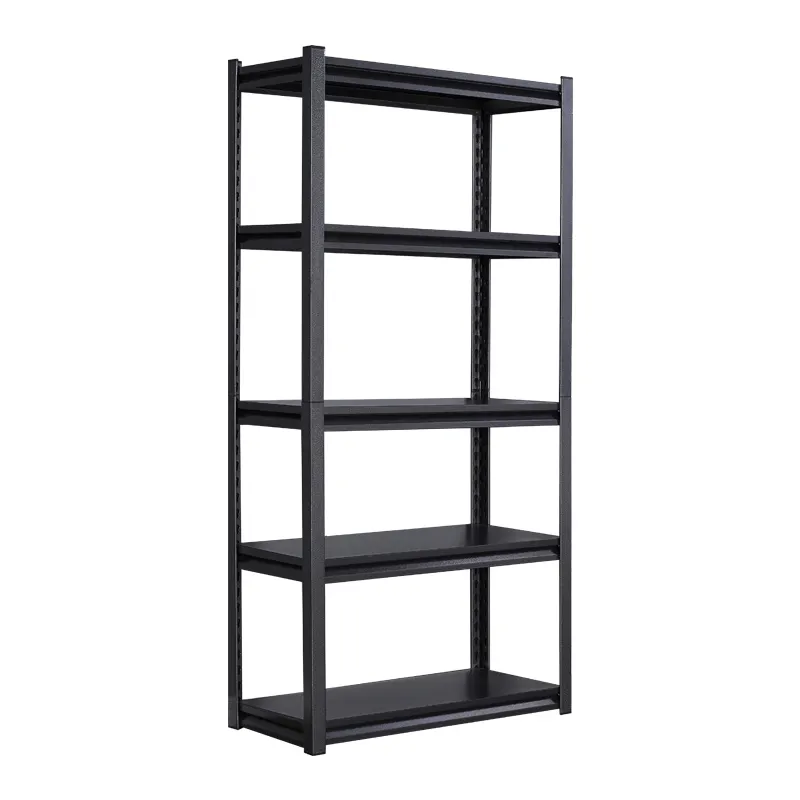 Durable black 5 Tier Adjustable Shelf Boltless Multi-level Storage Metal Rack