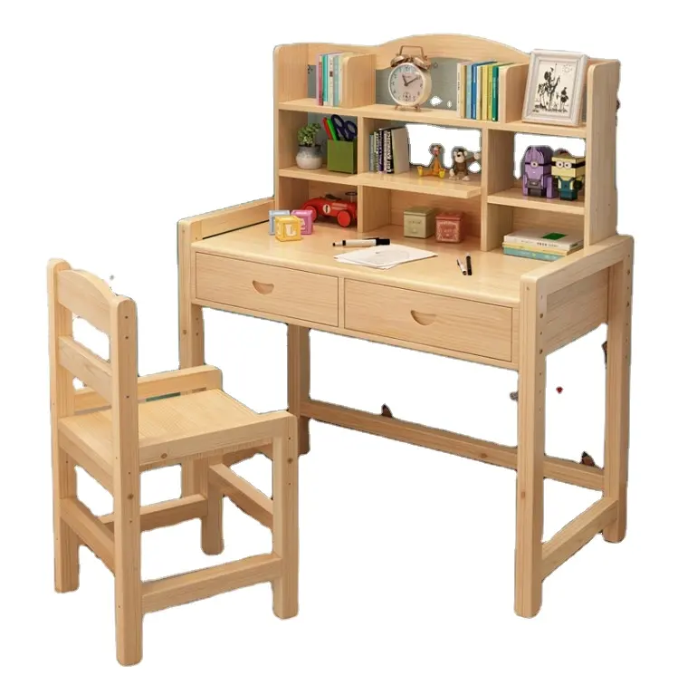 Writing desk set home simple solid wooden children's study table