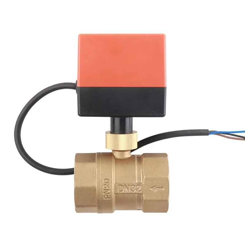 Motorized Valve DN15 DN20 DN25 DN32 Electric Motorized Brass Ball Valve DN32 AC 220V 2 Way 3 Wire With Actuator