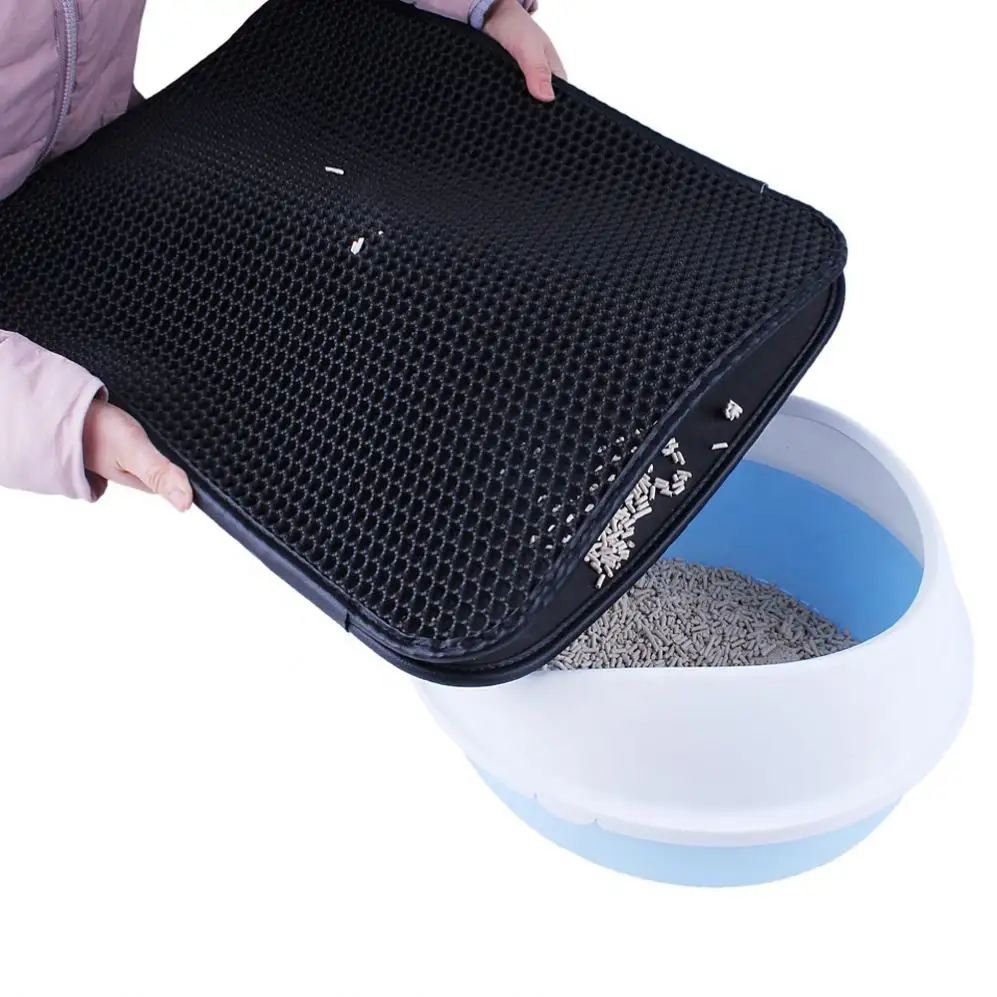 Amazon Hot Selling Trapper Toilet Mat Double Layer Kattenbak Matte Cat Litter Rug Pad Waterproof Eva Cat Litter Cat Litter Mat