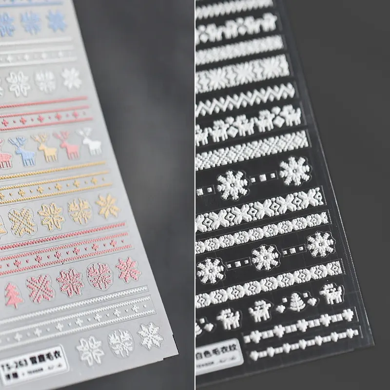 Японская 5D рельефная наклейка для ногтей матовая тонкая прозрачная снежинка свитер наклейки для дизайна ногтей TS269 дизайн ногтей
