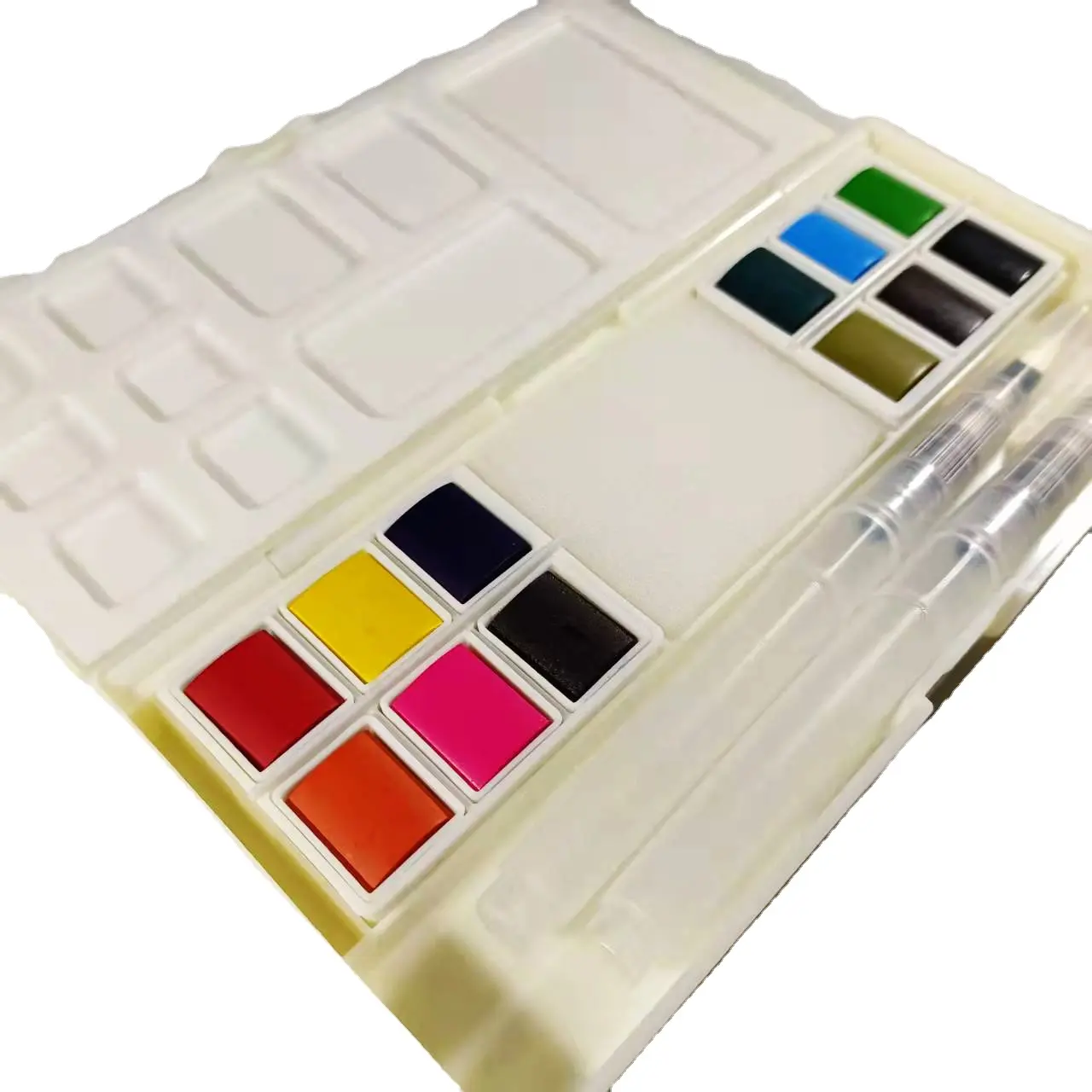 removable Watercolor Pan plastic Box set with Water Brush Pen Watercolour Paint Colours