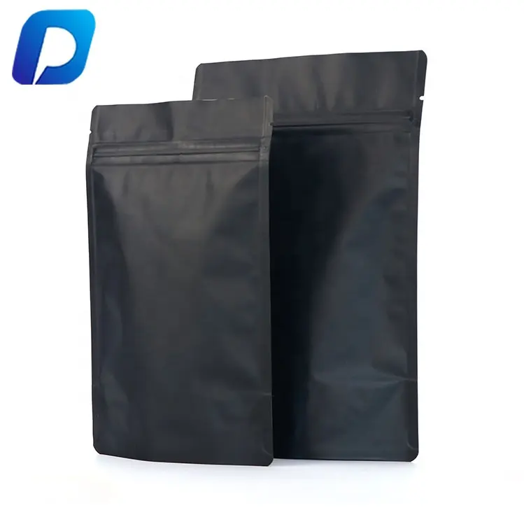 printed smell proof food packaging zip lock matte black stand up pouch bags