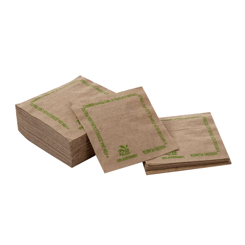 23x23 см неотбеленная бамбуковая бумага, экологически чистые одноразовые салфетки с логотипом на заказ для вечеринки, коричневые Коктейльные бумажные салфетки