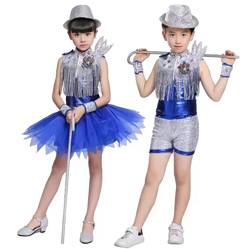 Детский костюм для джазового танца с блестками для мальчиков