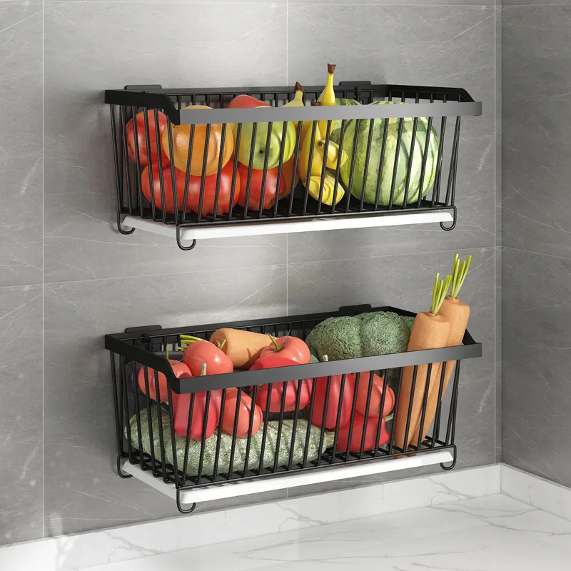 Rotating Removable Kitchen Stainless Steel Vegetable Fruit Storage Basket Trolley