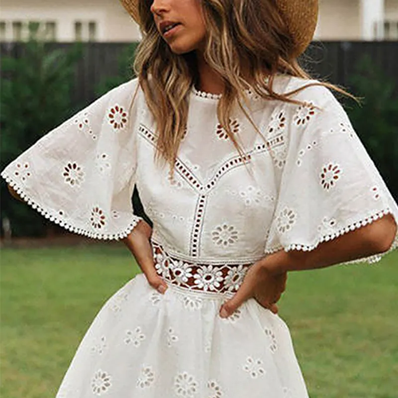 2022 летняя индивидуальная мини-одежда Elbise в богемном стиле женское Гавайская льняная хлопковая Свободная белая пляжная одежда винтажное милое платье для женщин