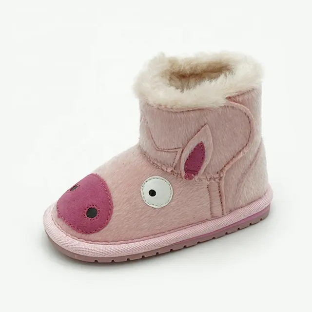 Warmlab custom made personalized fashion cow fur/genuine wool boots for Babies